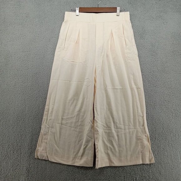 Halara Pants - Halara Pants Womens XL Yellow Cotton Pleated Palazzo Wide Leg Lightweight Tiktok